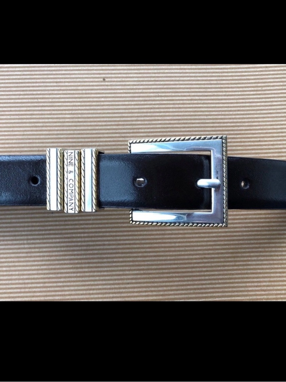 Women’s Black Leather Belt with Silver Buckle